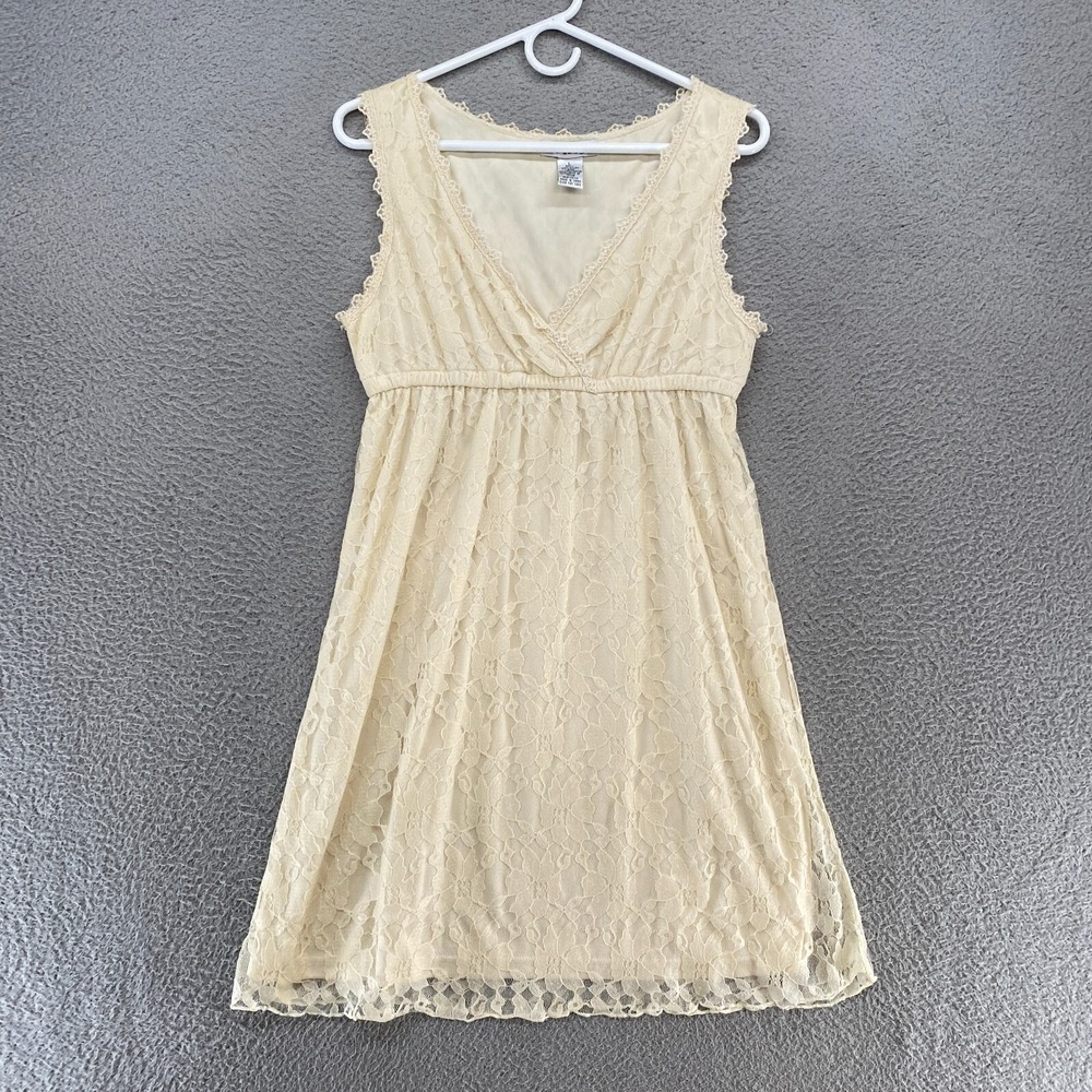 Pinky Babydoll Dress Womens Large Dainty Lace Feminine Cream Romantic Boho
